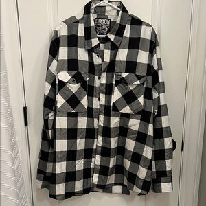 DIXXON Men's Black and White Flannel Shirt